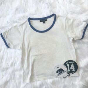 Topshop Ringer Cropped Tee Shirt